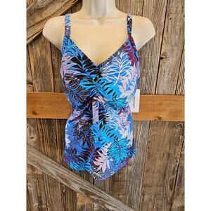 NWT NEW Swimsuits for all bra sized swim top tankini modest plus sz 10 DD F bra